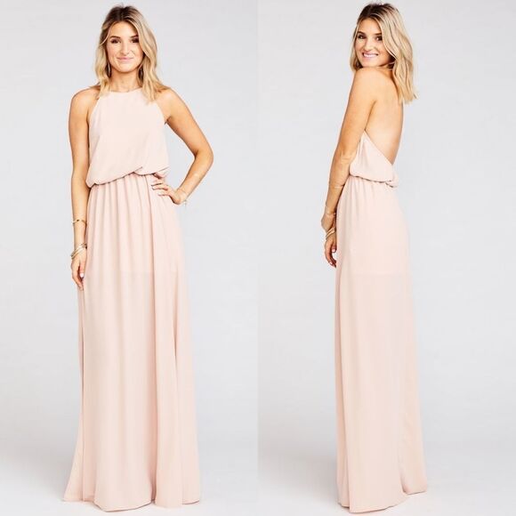 SHOW Me Your Mumu Heather Halter Dusty Blush Pink Halter Formal Maxi Dress XS - Picture 1 of 12
